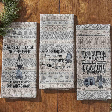 An Old Camper Lives Here Embroidered Dishtowel - Set of 2 Park Designs - The Fox Decor